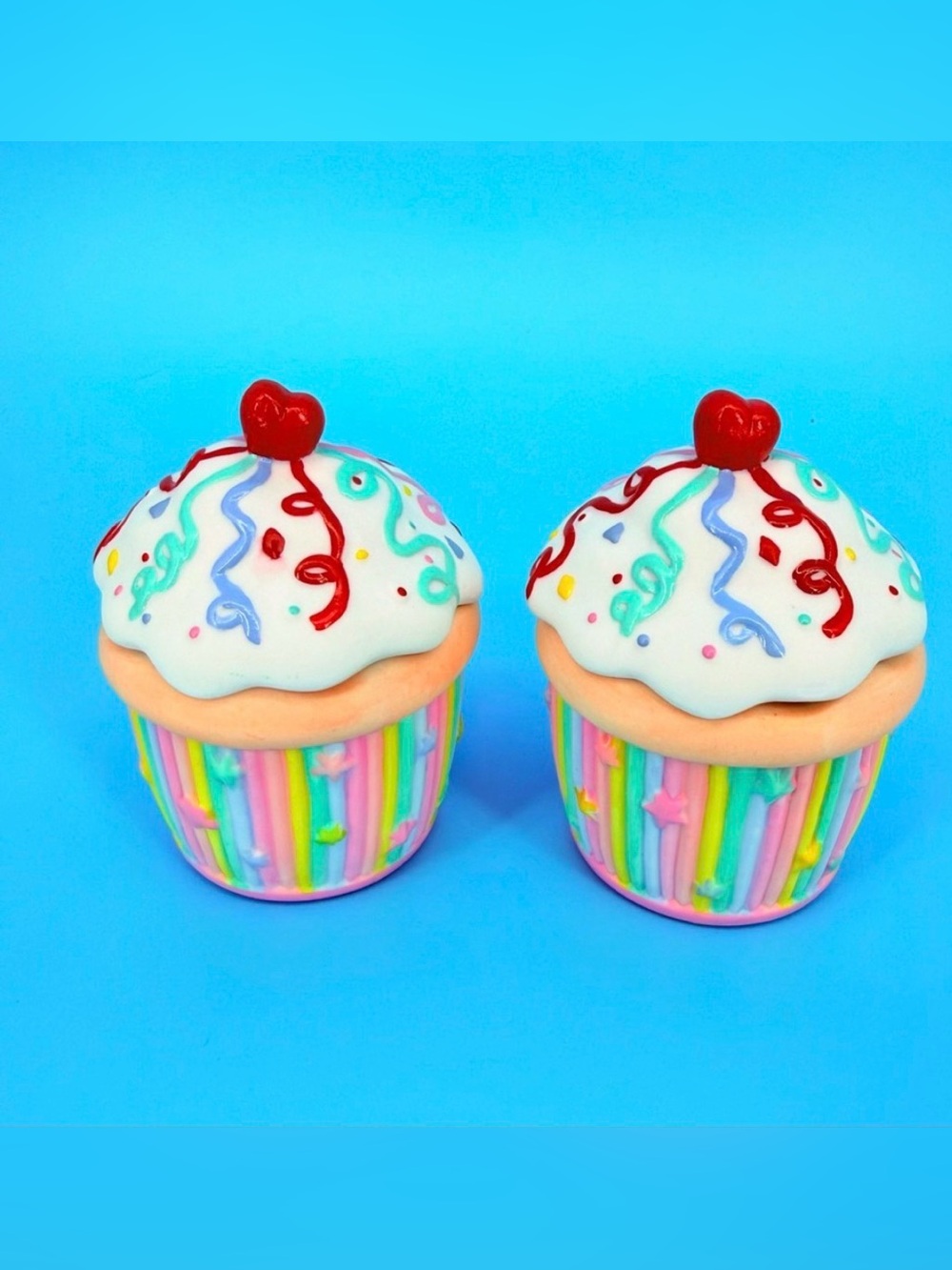 NIB PartyLite Ceramic Cupcake Votive Candle Holder Set 2 Birthday Decor Gift - Picture 1 of 8